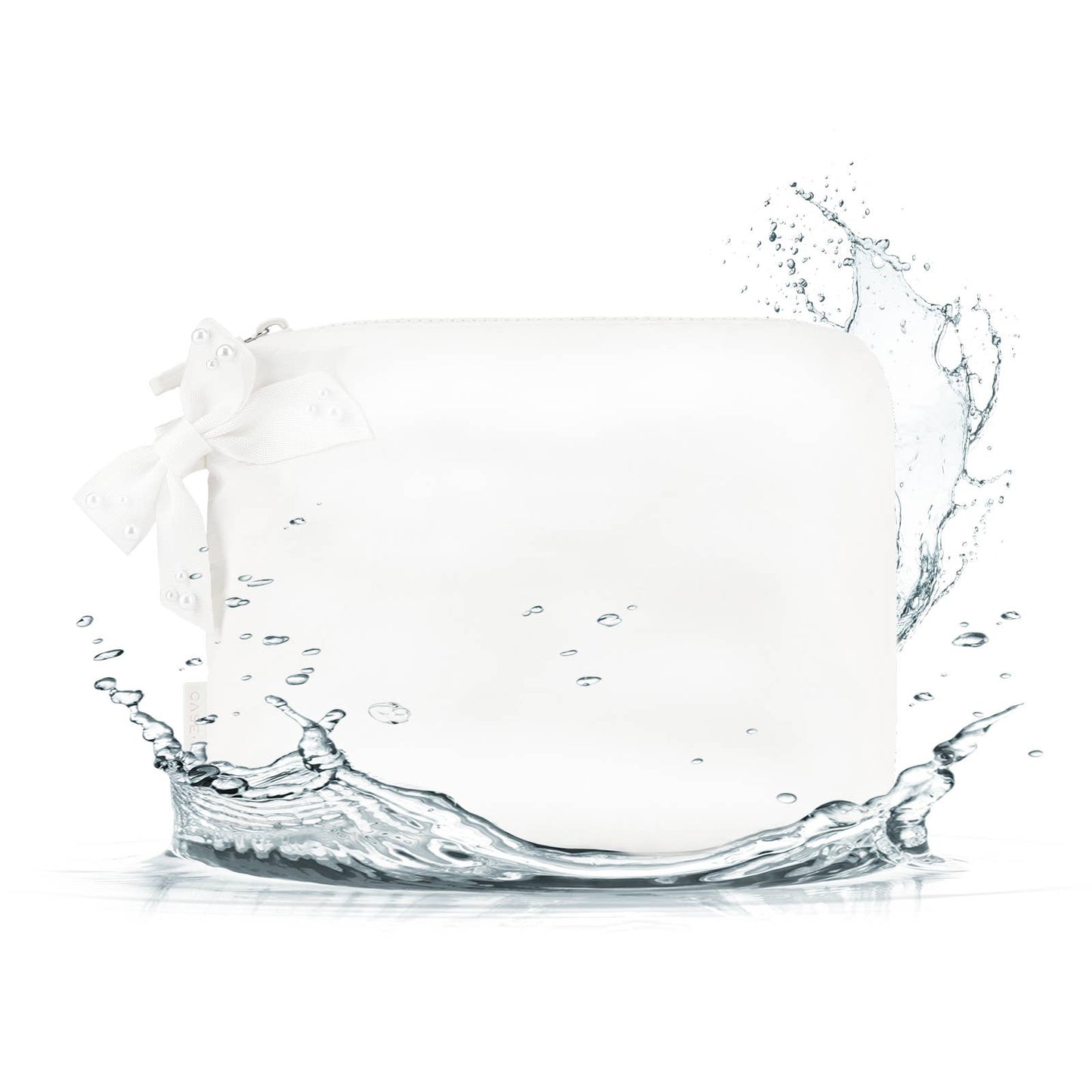 Special Edition Ivory Pearl Bow Waterproof Beach Zip Pouch
