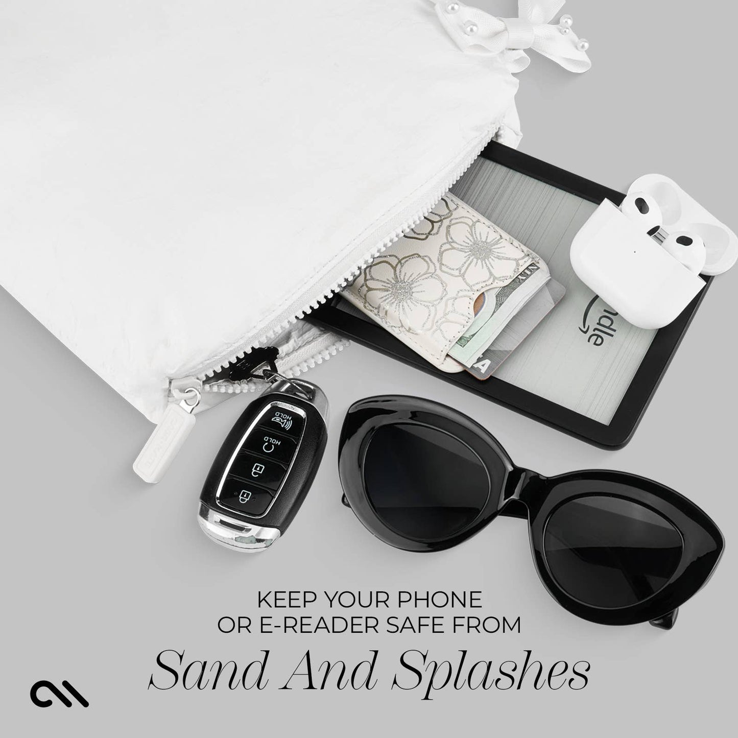 Special Edition Ivory Pearl Bow Waterproof Beach Zip Pouch