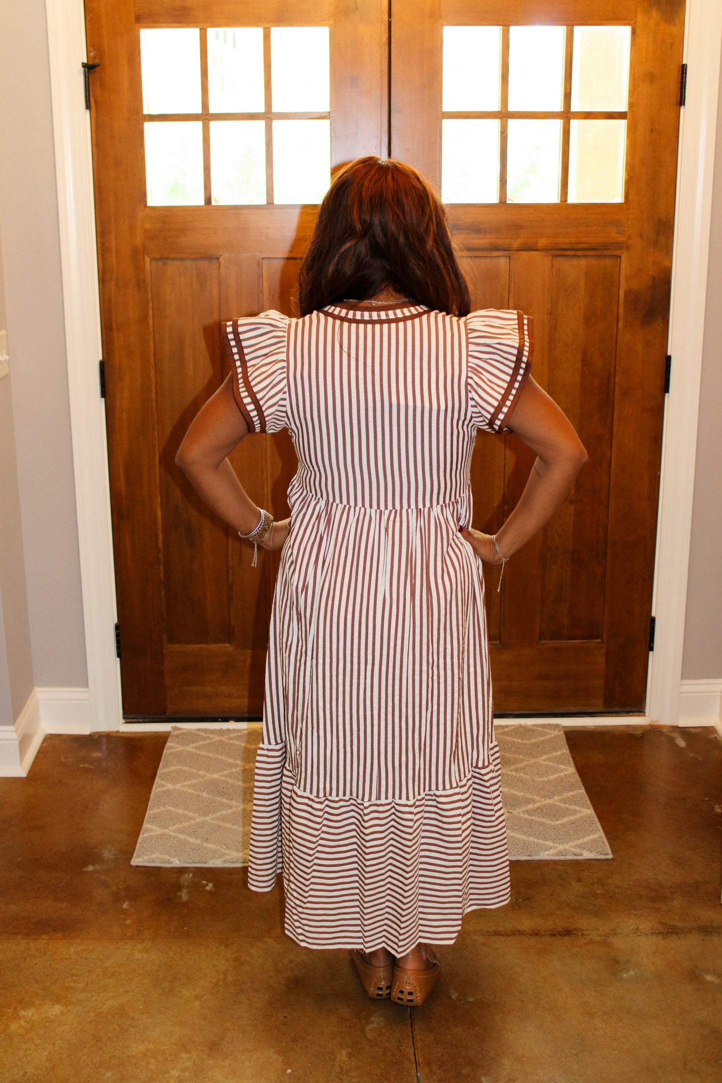 Striped Brown Maxi Dress