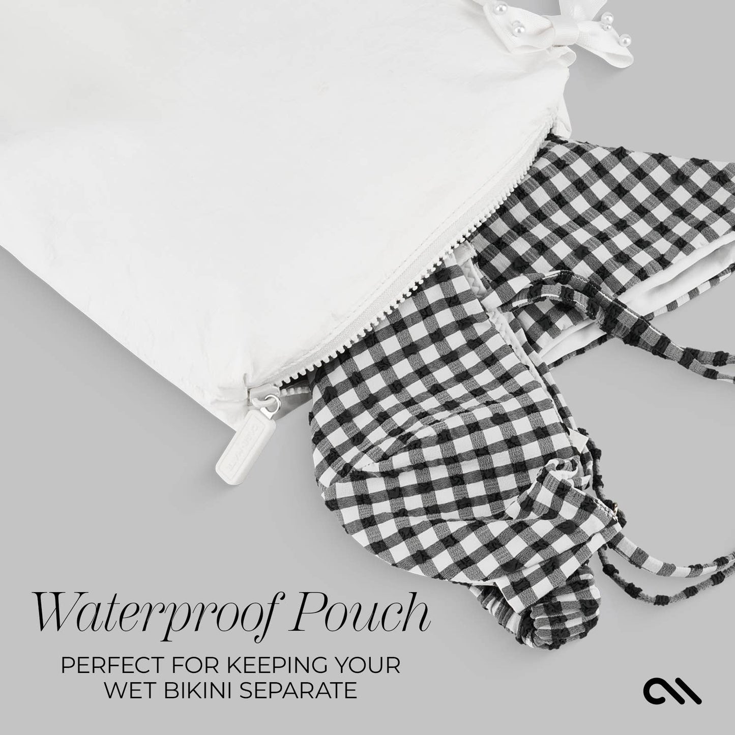 Special Edition Ivory Pearl Bow Waterproof Beach Zip Pouch