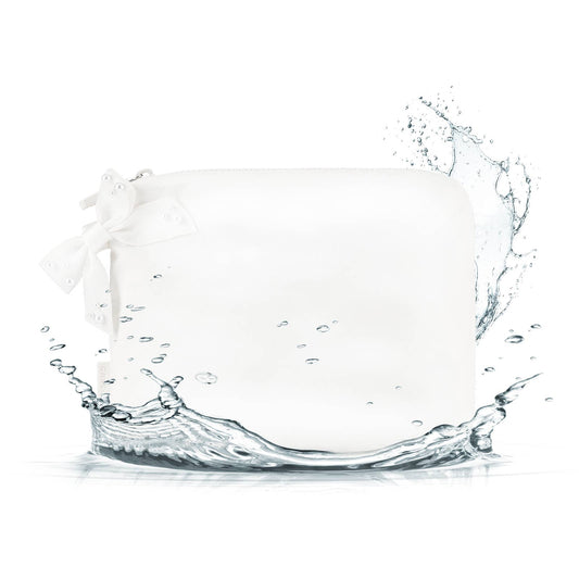 Special Edition Ivory Pearl Bow Waterproof Beach Zip Pouch