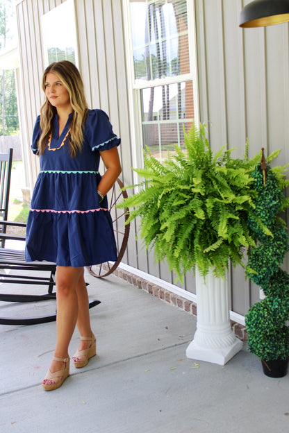 Navy Striped Dress