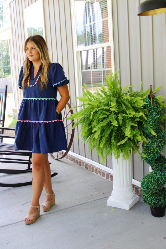 Navy Striped Dress