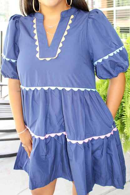 Navy Striped Dress