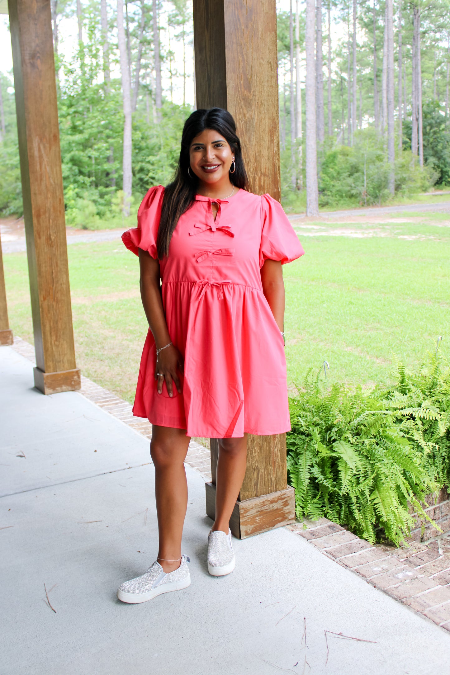 Bow Coral Dress