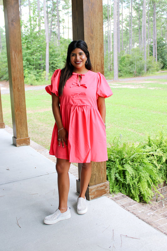 Bow Coral Dress