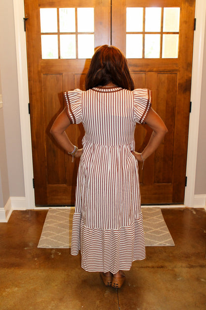 Striped Brown Maxi Dress